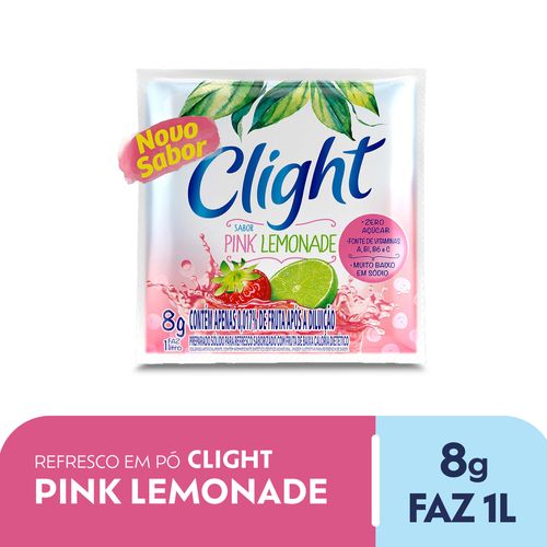 Refresco-em-Po-Pink-Lemonade-Zero-Acucar-Clight-Pacote-8g