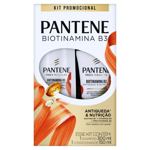 Kit-Shampoo-300ml---Condicionador-Antiquebra-150ml-Pantene-Biotinamina-B3-Antiqueda---Nutricao