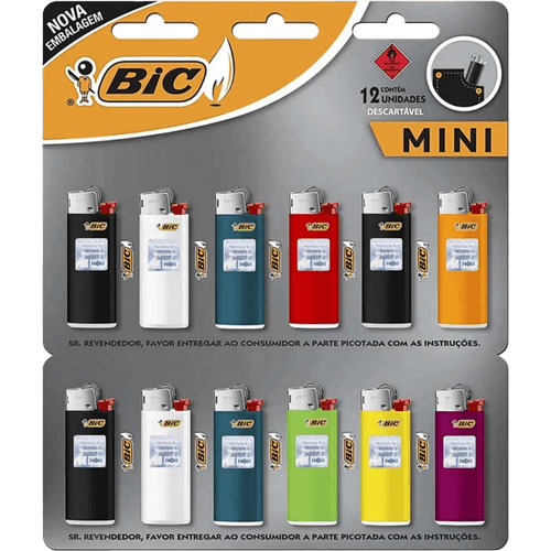 Isqueiro-Descartavel-Mini-J5-Bic-Blister-12-Unidades