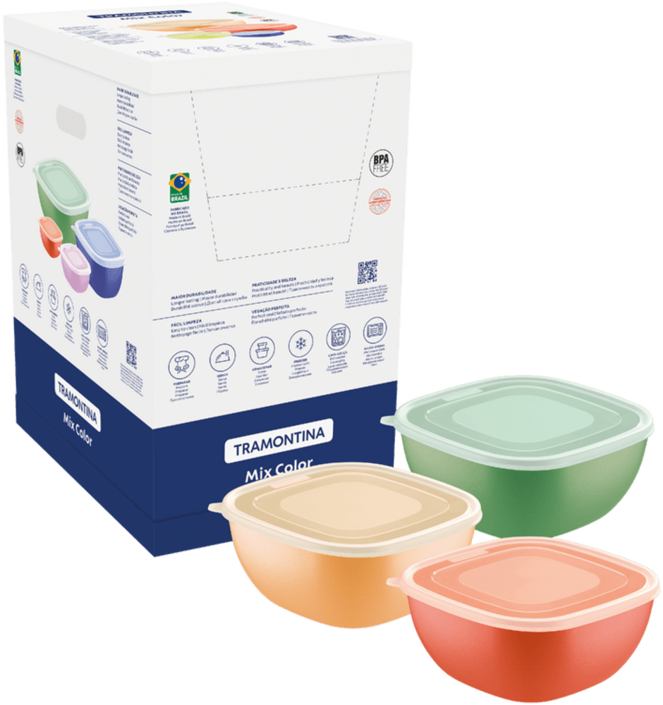 Pote Plástico Tramontina Mix Color 4L