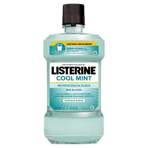 Enxaguante-Bucal-Antisseptico-Zero-Alcool-Hortela-Suave-Listerine-Cool-Mint-Refrescancia-Suave-Frasco-1l-Leve-Mais-Pague-Menos