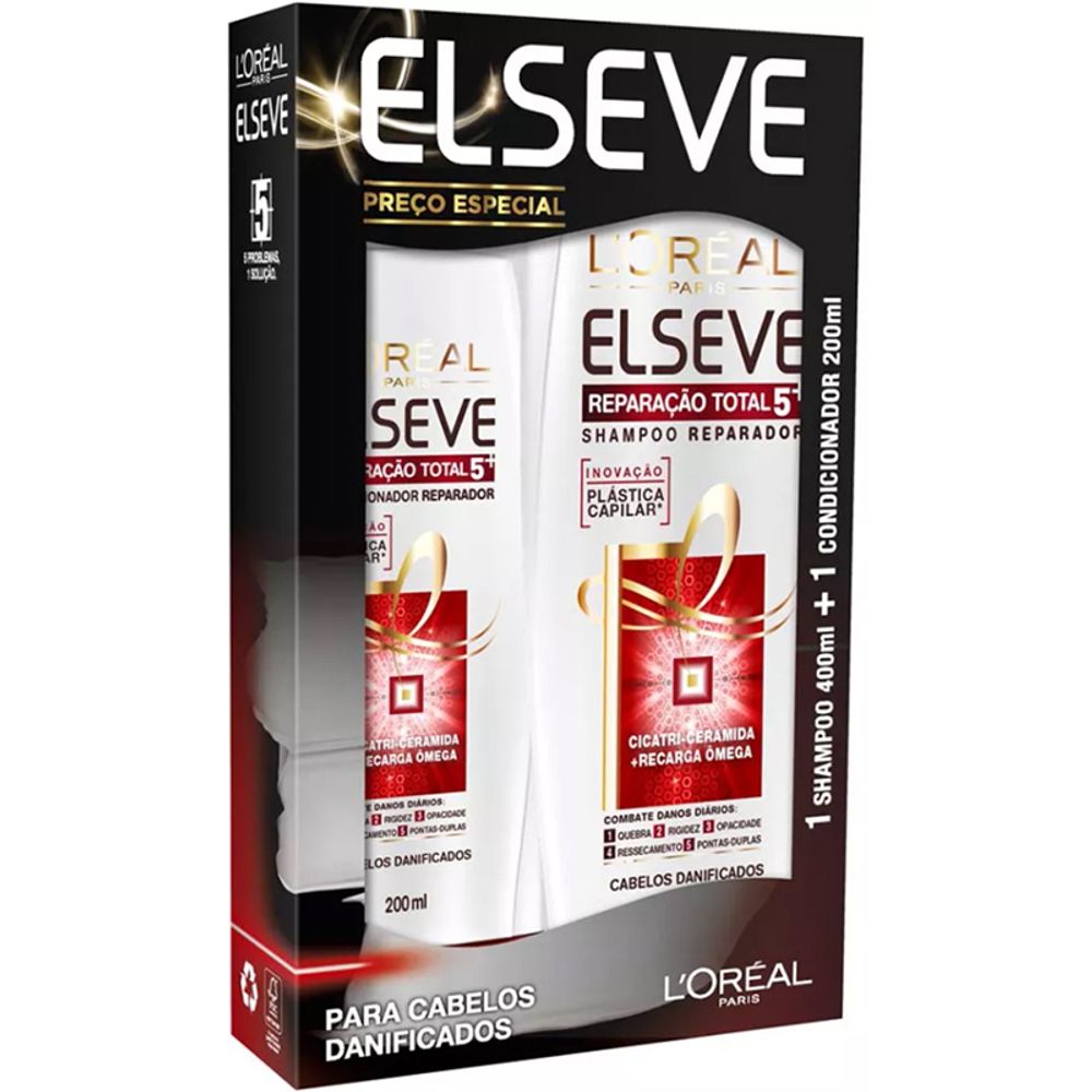 Kit Elseve Shampoo 200 ml + Condicionador 200 ml Reparação Total 5
