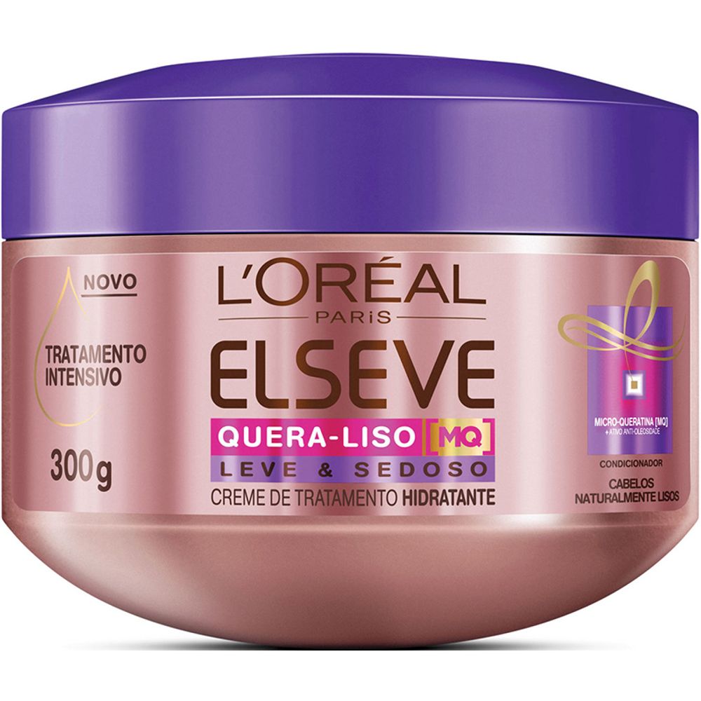 Creme de Tratamento Cabelo Elseve Quera-liso Hidratante Pote 300ml