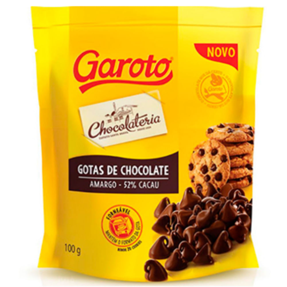 Gotas de Chocolate GAROTO Meio Amargo 100g Apoio Entrega