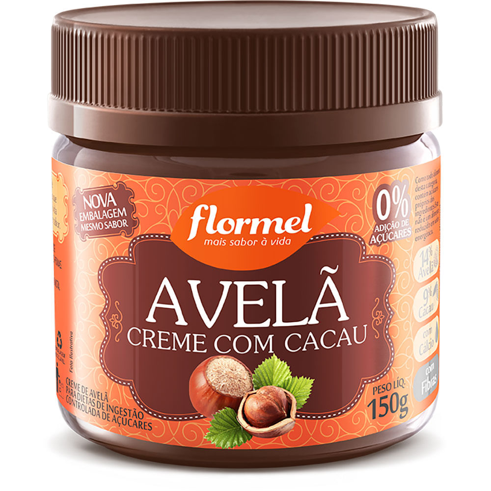 Creme de Avelã com Cacau Flormel Zero Açúcar Pote 150 G - Apoio Entrega