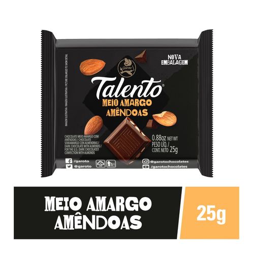 Chocolate Garoto Talento Meio Amargo Com Amêndoas 25g Apoio Entrega V2 9436