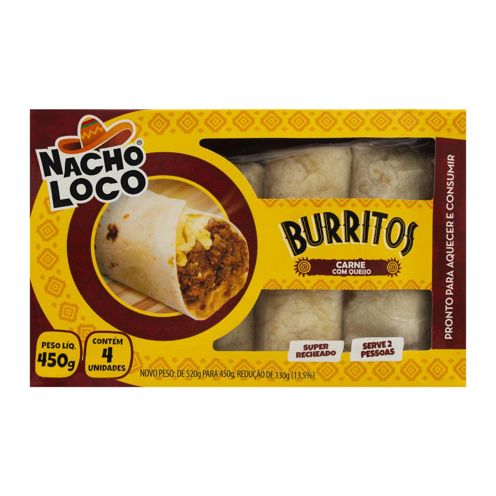 Burritos Nacho Loco de Carne Caixa 450g Apoio Entrega V2
