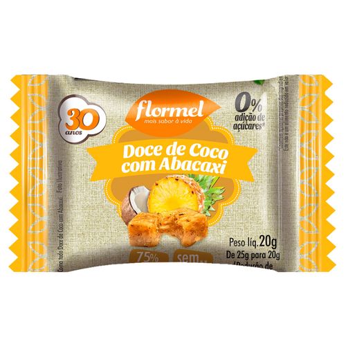 Doce de Coco com Abacaxi Flormel Zero Açúcar 20g