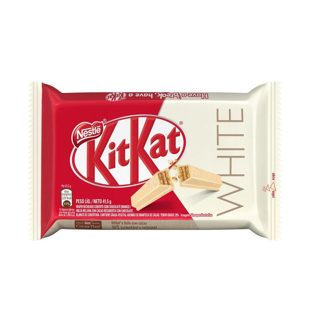 Chocolate KITKAT 4 Fingers White 41,5g Apoio Entrega V2