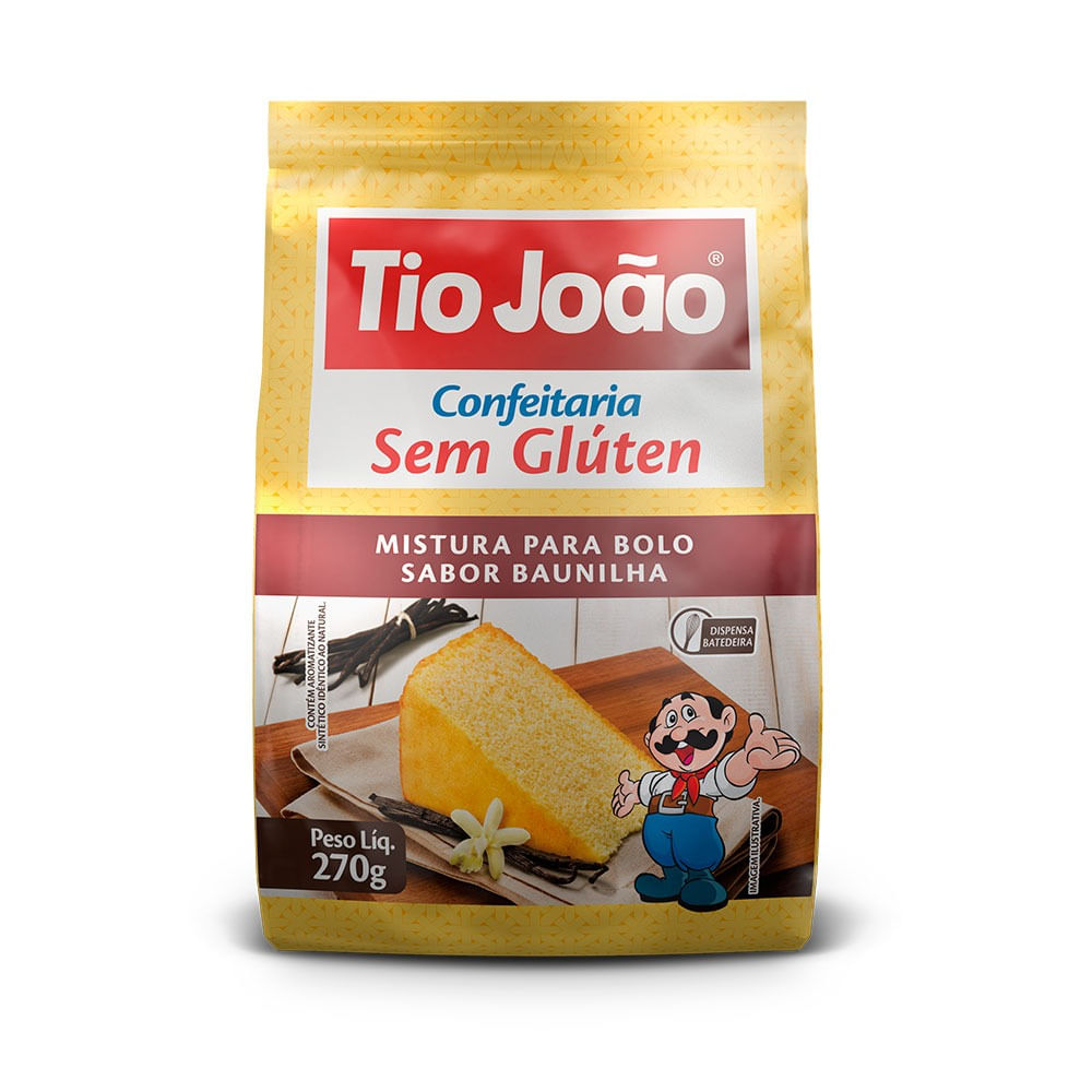 Mistura para Bolo Sem Glúten Tio João Baunilha 270g