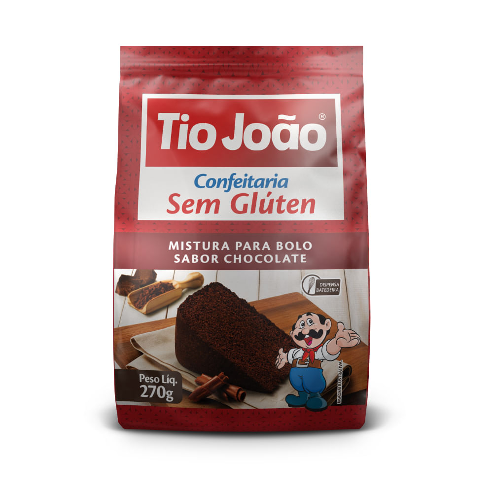 Mistura para Bolo Sem Glúten Tio João Chocolate 270g