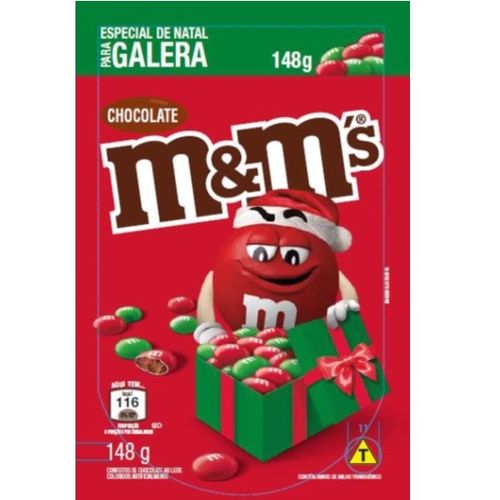 Chocolate M&M'S Ao Leite Natal Vermelho Verde E Marrom 148g Confeito De Chocolate Ao Leite M&ms Sachê 148g Especial De Natal