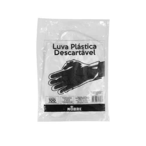 Luva de Plástico Descartável Nobre 100 Unidades Luva de Plástico Descartável Nobre 100 Unidades