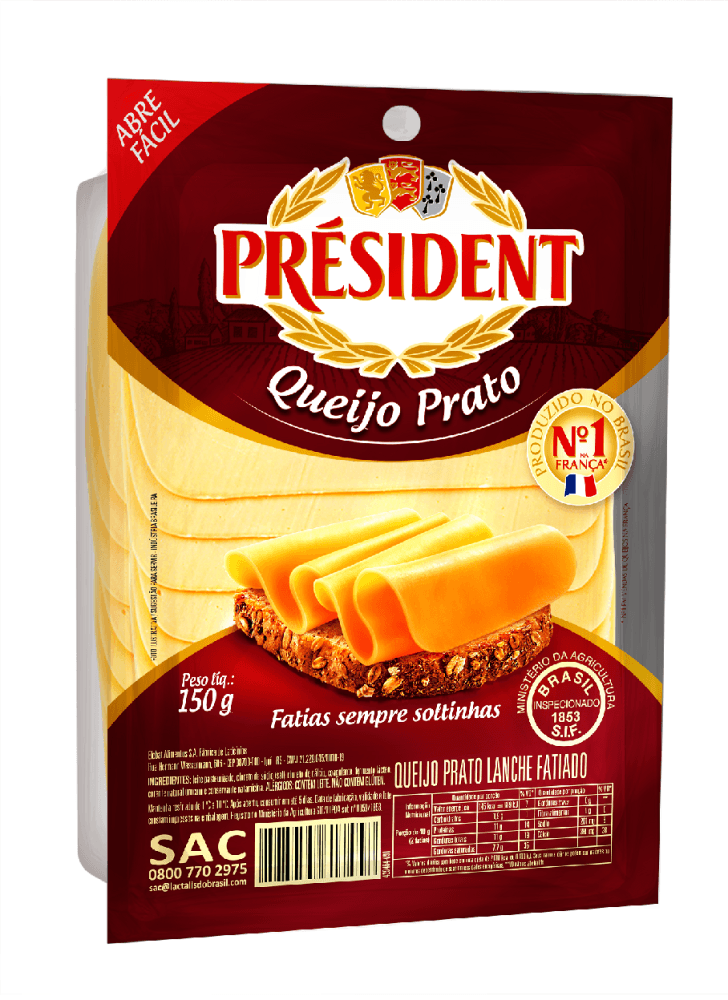 Queijo prato president fatiado 150G