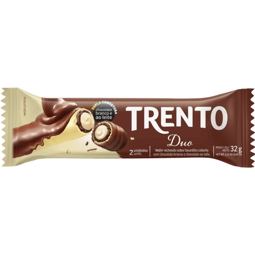Chocolate Wafer Trento Duo Chocolate Branco e Baunilha 32g
