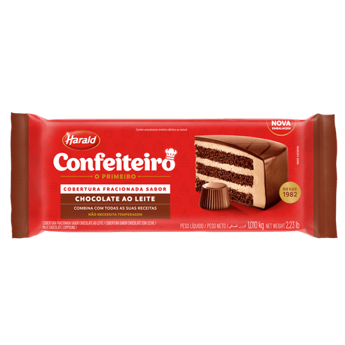 Cobertura Fracionada Chocolate ao Leite Harald Confeiteiro Pacote 1,01kg