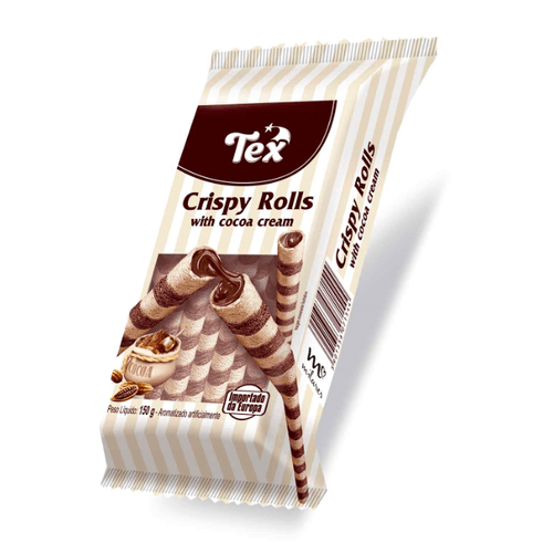 Biscoito Tex Crispy Rolls Cocoa Cream 150g