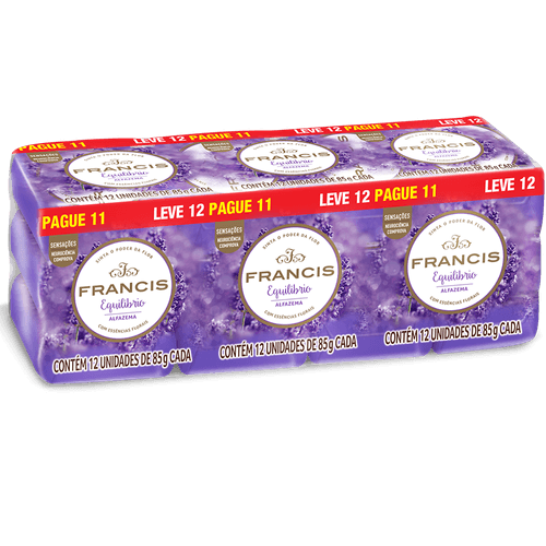 sabonete em barra com essências florais alfazema francis equilíbrio envoltório 85g cada leve 12 pague 11 unidades sabonete em barra com essências florais alfazema francis equilíbrio envoltório 85g cada leve 12 pague 11 unidades