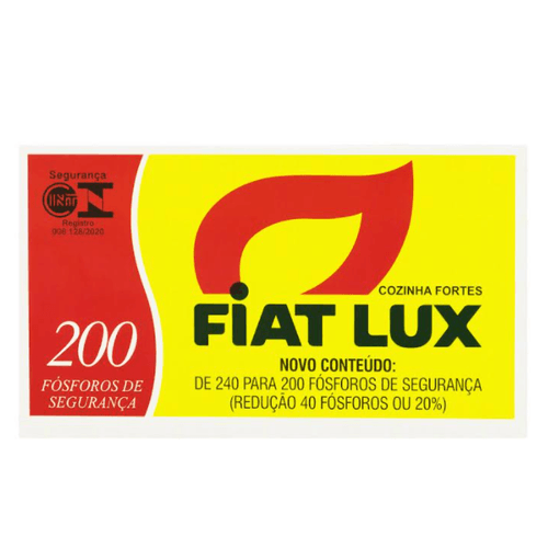 Fósforo de Segurança Fiat Lux Cozinha Fortes 200 Unidades