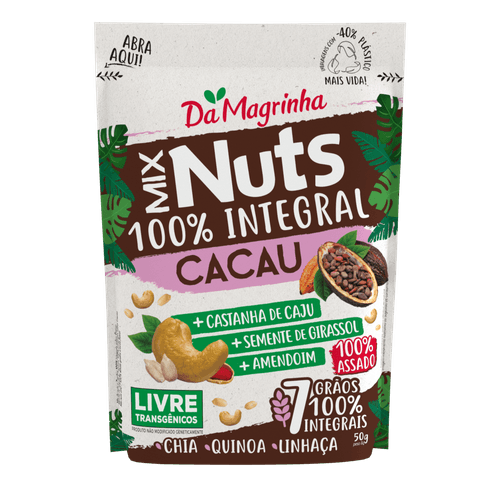 Mix Nuts Integra 100% Cacau da Magrinha 50g Pipoca para Micro-ondas Integral Manteiga da Magrinha 90g
