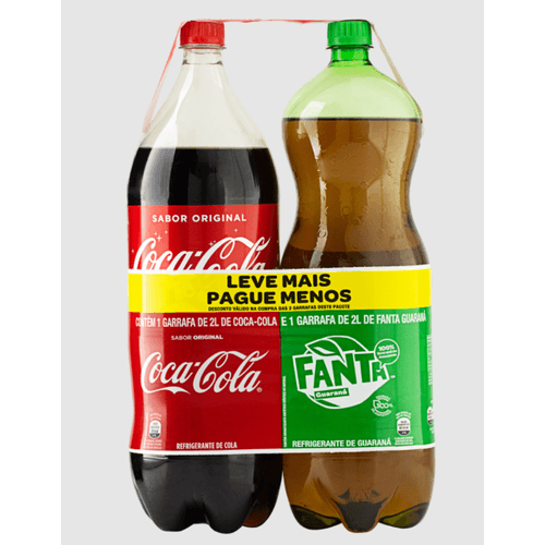Kit Refrigerante Coca-Cola Original + Fanta Guaraná 2L Cada Leve Mais Por Menos