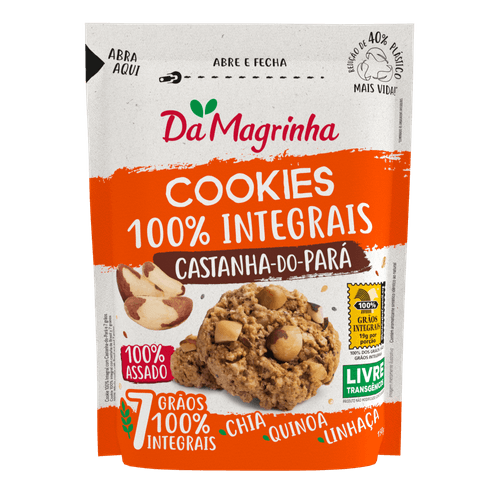 Biscoito Cookie Integral Castanha-do-Pará Da Magrinha 7 Grãos Pouch 150g