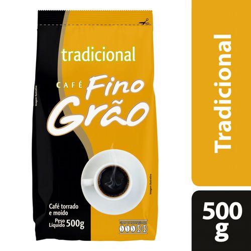 Café Torrado e Moído Tradicional Fino Grão Pacote 500g