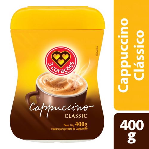 Cappuccino 3 Corações Classic Pote 400 g