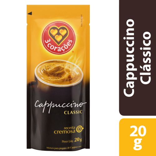 Cappuccino 3 Corações Classic Solúvel Sachê 20G