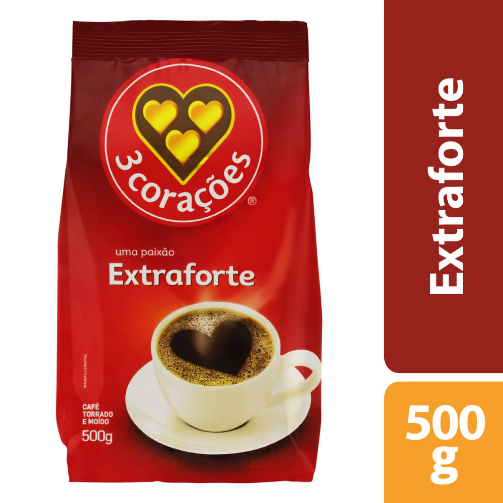 Café Torrado e Moído Extraforte 3 Corações Pacote 500g - Apoio Entrega V2