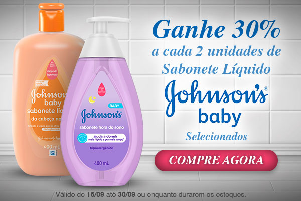 J&J - A cada 2 unidades de Sabonete Líquido Johnson Baby - 16/09  a 30/09