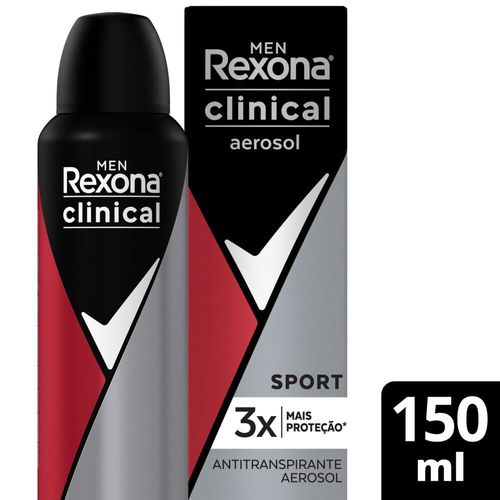 Antitranspirante Aerossol Sport 96h Rexona Clinical Men 150ml Spray