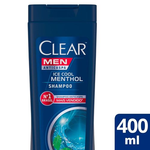 Shampoo Anticaspa Ice Cool Menthol com Mentol Refrescante Bio Booster Clear Men Frasco 400ml