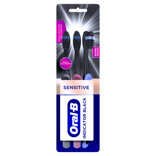 Escova-Dental-Extra-Macia-Sensitive-Oral-B-Pro-Saude-Indicator-Black-3-Unidades