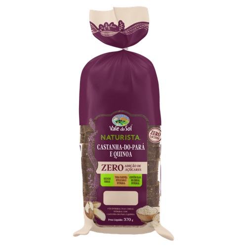 Pao-Cereal-Integral-556--com-Castanha-do-Para-e-Quinoa-Zero-Lactose-sem-Adicao-de-Acucar-Vale-do-Sol-Naturista-Pacote-370g