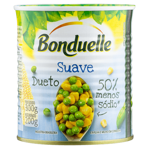 Ervilha-e-Milho-Verde-em-Conserva-Dueto-Suave-Bonduelle-Lata-Peso-Liquido-300g-Peso-Drenado-200g Ervilha-e-Milho-Verde-em-Conserva-Dueto-Suave-Bonduelle-Lata-Peso-Liquido-300g-Peso-Drenado-200g