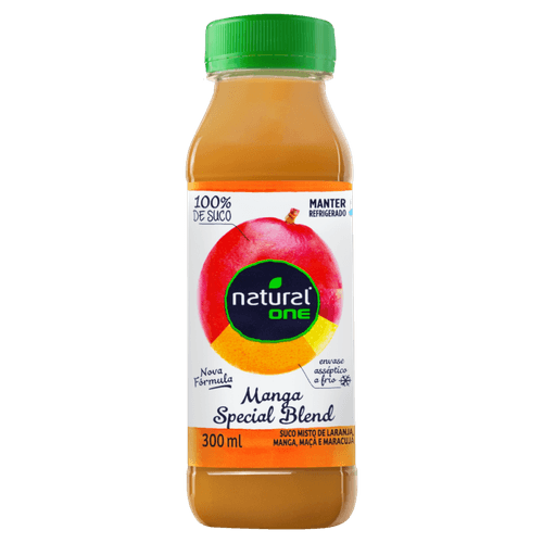 Suco-Misto-Special-Blend-de-Laranja-Manga-Maca-e-Maracuja-sem-Adicao-de-Acucar-Natural-One-Refrigerado-Garrafa-300ml