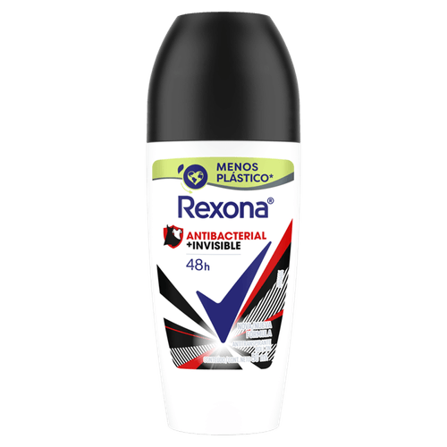 Antitranspirante-Roll-On-Antibacterial-e-Invisible-48h-Rexona-50ml Antitranspirante-Roll-On-Antibacterial-e-Invisible-48h-Rexona-50ml