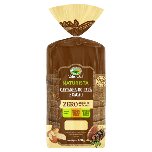 Pao-Integral-555--Cereal-Integral-com-Castanha-do-Para-e-Cacau-Zero-Lactose-sem-Adicao-de-Acucar-Vale-do-Sol-Naturista-Pacote-450g