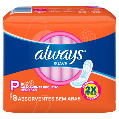 Absorvente-sem-Abas-Suave-Always-P-Pacote-8-Unidades Absorvente-sem-Abas-Suave-Always-P-Pacote-8-Unidades