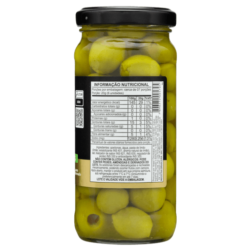 Azeitona-Verde-em-Conserva-Recheio-Limao-Vale-Fertil-Vidro-Peso-Liquido-220g-Peso-Drenado-130g Azeitona-Verde-em-Conserva-Recheio-Limao-Vale-Fertil-Vidro-Peso-Liquido-220g-Peso-Drenado-130g