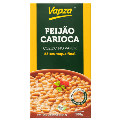 Feijao-Carioca-Cozido-no-Vapor-Vapza-Caixa-500g-2-Unidades-de-250g-Cada Feijao-Carioca-Cozido-no-Vapor-Vapza-Caixa-500g-2-Unidades-de-250g-Cada