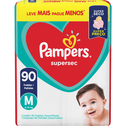 Fralda-Descartavel-Infantil-Pampers-Supersec-M-6-a-10kg-Pacote-90-Unidades-Leve-Mais-Pague-Menos Fralda-Descartavel-Infantil-Pampers-Supersec-M-6-a-10kg-Pacote-90-Unidades-Leve-Mais-Pague-Menos
