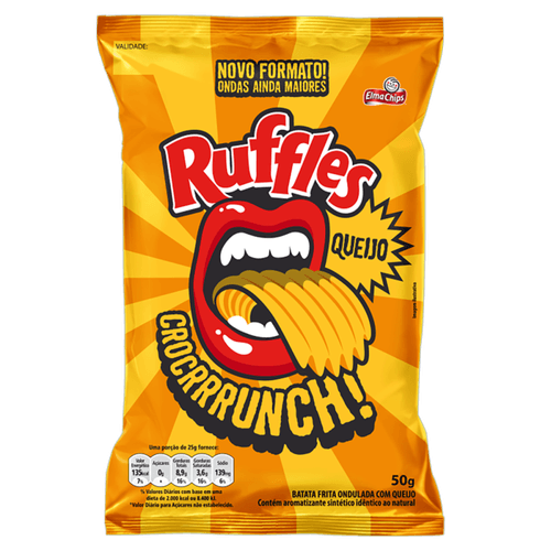 Batata-Frita-Ondulada-Queijo-Elma-Chips-Ruffles-Pacote-50g Batata-Frita-Ondulada-Queijo-Elma-Chips-Ruffles-Pacote-50g