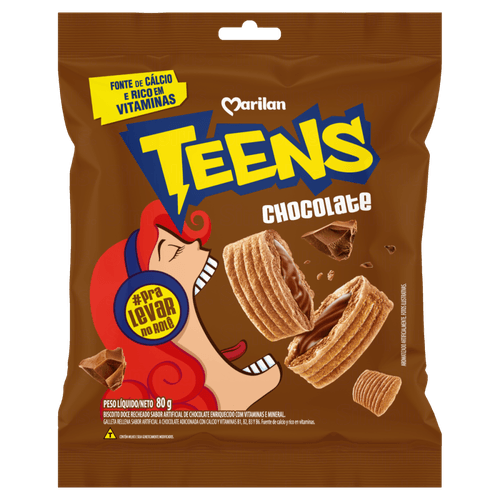 Biscoito-Doce-Recheio-Chocolate-Marilan-Teens-Pacote-80g Biscoito-Doce-Recheio-Chocolate-Marilan-Teens-Pacote-80g