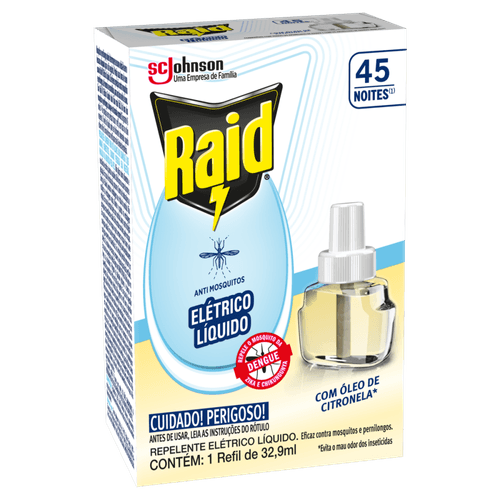 Repelente-Liquido-Eletrico-45-Noites-Oleo-de-Citronela-Raid-Caixa-329ml-Refil Repelente-Liquido-Eletrico-45-Noites-Oleo-de-Citronela-Raid-Caixa-329ml-Refil