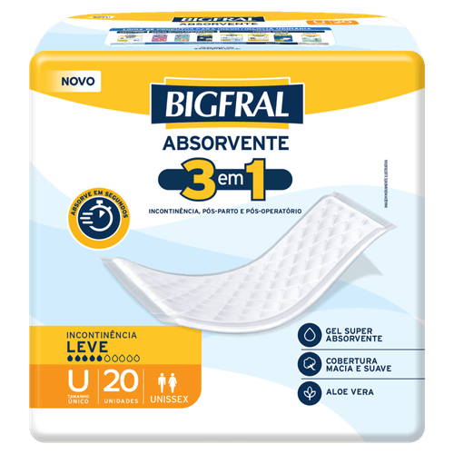 Absorvente-sem-Abas-3-em-1-para-Incontinencia-Urinaria-Macia-e-Suave-Bigfral-Tamanho-Unico-Pacote-20-Unidades