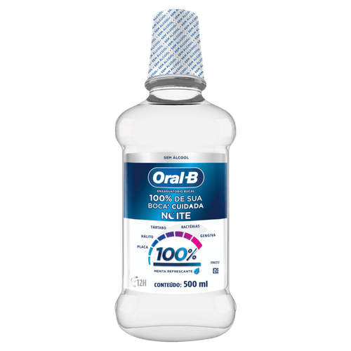 Enxaguante-Bucal-Zero-Alcool-Menta-Refrescante-Oral-B-100--Noite-Frasco-500ml Enxaguante-Bucal-Zero-Alcool-Menta-Refrescante-Oral-B-100--Noite-Frasco-500ml