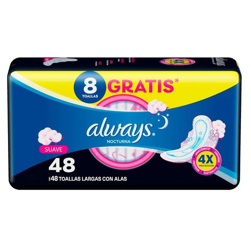 Absorvente-com-Abas-Suave-Always-Noturno-G-Pacote-48-Unidades-Gratis-8-Absorventes