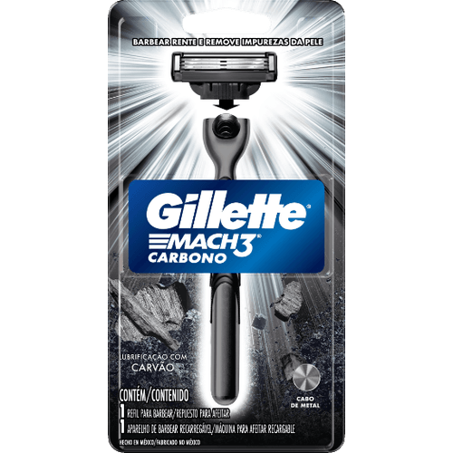 Aparelho-Recarregavel-e-Carga-para-Barbear-Gillette-Mach3-Carbono